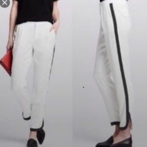 banana republic tuxedo ankle pants white black stripe joggers 0
